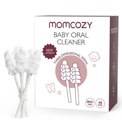 Momcozy Baby Tongue Cleaner Gauze, Baby Toothbrush Disposable Oral Cleaner, Toddler Tooth Brush for Tooth Mouth Gum Clean, Infant Toothbrush Oral Cleaning Stick, Baby Oral Cleaner Newborn, 40 Count