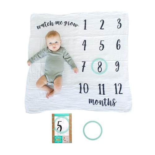 Kate & Milo Baby Monthly Milestone Blanket, Infant Milestone Markers, Newborn Photoshoot Photo Props, Baby Girl or Baby Boy Gift, Large Blanket