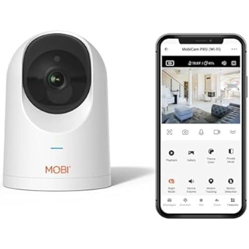 MobiCam PRO Baby & Home Monitoring Camera: Full HD, 355°Pan, 120°Tilt, 2-Way Audio, Color Night Vision, Motion Tracking & Sound Detection, Temp & Humidity Readings, Supports 5G/2.4GHz Wi-Fi