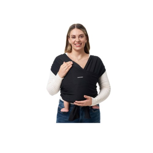 Momcozy Baby Wrap Carrier, Easy to Wear Infant Carrier Slings, Lightweight Hands Free Baby Sling, Adjustable Baby Carriers for Newborn to Toddler 8-35 lbs, Black