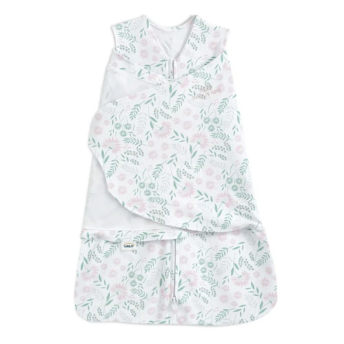 HALO Sleepsack Swaddle, 3-Way Adjustable Swaddle Blanket, TOG 3.0, Velboa, Wildflower, Small, 3-6 Months