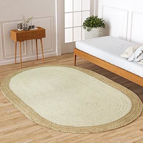 6x9 Jute Oval Rug, Natural Jute Area Rugs, Hand Woven Rug for Halloween Christmas Living Room Home Entryway Decor Rustic Farmhouse