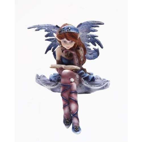 4 Inch Purple Fairy Sitting and Reading a Book Statue Figurine
