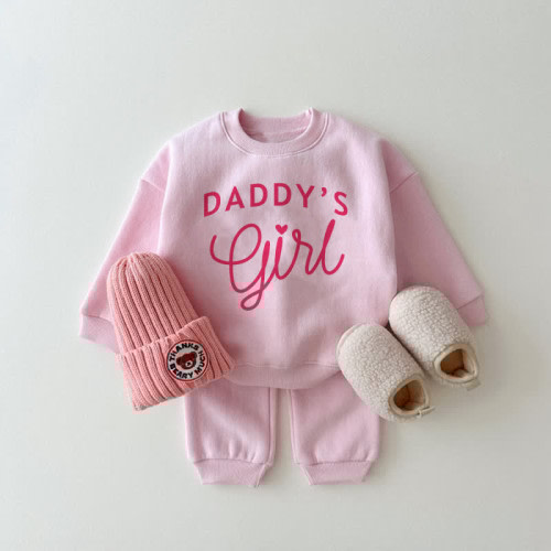 DADDY'S GIRL Baby Pink Sweatshirt 2-piece Set