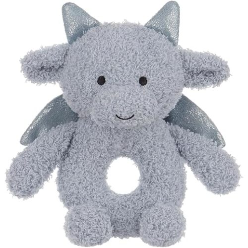 Apricot Lamb Dragon Rattle Soft Baby Rattle for Boys and Girls, Plush Stuffed Animal Rattle Toy Lovey for The Newborn, 0-3 Months, 0-6 Months and Above, 4.8 Inches (Purple)