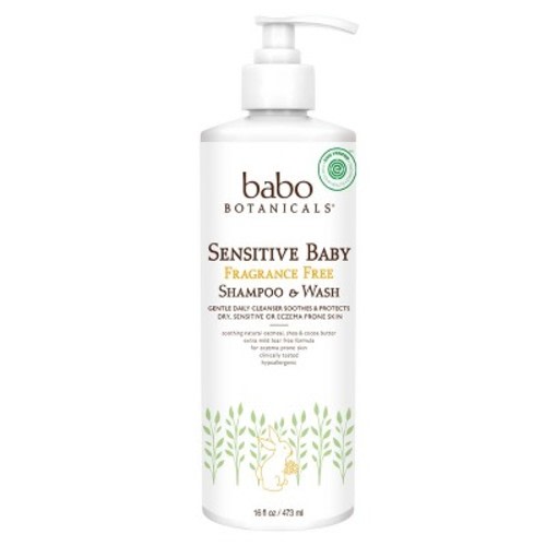 Babo Botanicals Sensitive 2-in-1 Fragrance Free Baby Shampoo & Wash - 16 Fl Oz