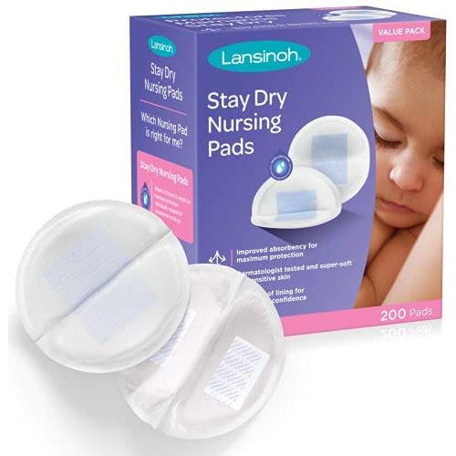 Lansinoh Stay Dry Disposable Nursing Pads for Breastfeeding, 200 Count