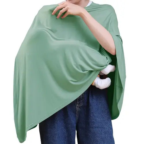 Multi-use Nursing Cover for Breastfeeding, 360°Full Coverage Nursing Poncho, Rayon Soft & Breathable Breastfeeding Cover up (Smooth Rayon, Sage Green)