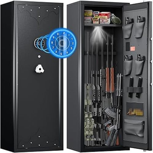 KAER 12-15 Rifle Gun Safe, Home Safes for Rifles and Pistols, Large Unassembled Rifle Safe with 3 Removable Gun Racks, Digital Gun Cabinet with 4 Pistol Pockets