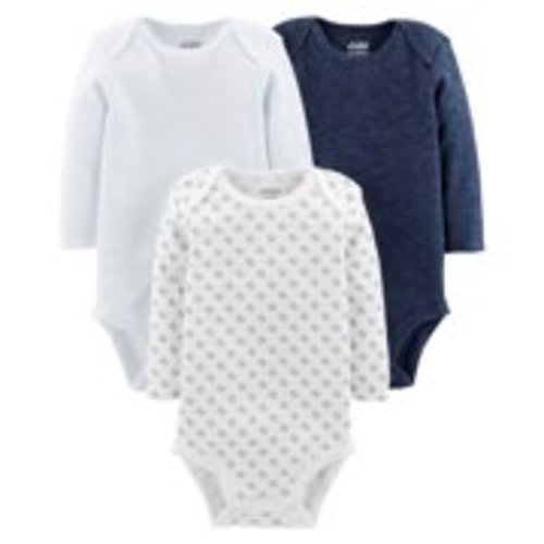 Basic Long Sleeve Bodysuits, 3-pack (Baby Boys)
