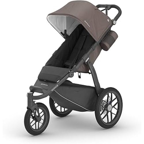 UPPAbaby Ridge Jogging Stroller/Durable Performance Jogger with Never-Flat Tires/Built for Walking, Running, Hiking/Water Bottle Holder and Basket Cover Included/Theo (Dark Taupe/Carbon Frame)