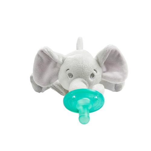 Philips AVENT Soothie Snuggle Pacifier Holder with Detachable Pacifier, 0m+, Elephant, SCF347/03- 1 Count (Pack of 1)