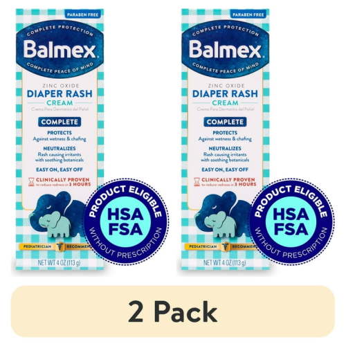 (2 pack) Balmex Complete Protection Baby Diaper Rash Cream with Zinc Oxide & Soothing Botanicals, 4 oz