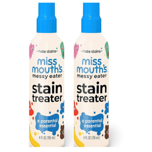 Miss Mouth's Messy Eater Stain Treater Spray - 4oz 2 Pack Stain Remover - Newborn & Baby Essentials - No Dry Cleaning Food, Grease, Coffee Off Laundry, Underwear, Fabric