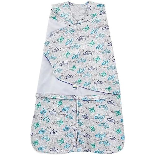 HALO 100% Cotton Sleepsack Swaddle, 3-Way Adjustable Wearable Blanket, TOG 1.5, Planes, Newborn, 0-3 Months