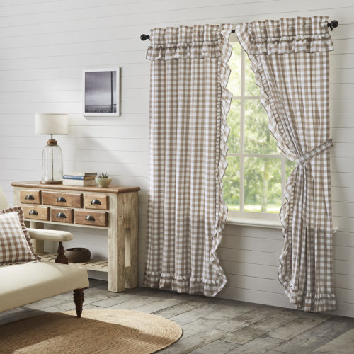 VHC Brands Annie Buffalo Check Ruffled 100% Cotton Gingham Room Darkening Rod Pocket Curtain Panels & Reviews - Wayfair Canada