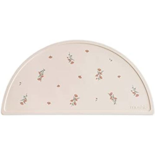mushie Silicone Placemat for Kids | BPA-Free Non-Slip Design (Pink Flowers)