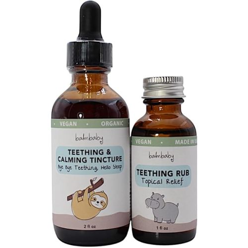 Balm Baby Teething Rescue Kit – 100% Natural Calming Tincture & Topical Teething Oil Rub | Kids Relief for Gum Inflamation & Discomfort - Organic, Safe and Gentle - Glass Bottles - Made in USA