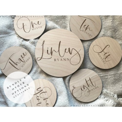 Wood Baby Month Signs, Monthly Milestone Discs, Baby Monthly Markers, Baby Annoucment Sign, Monthly Baby Photo Prop - Etsy