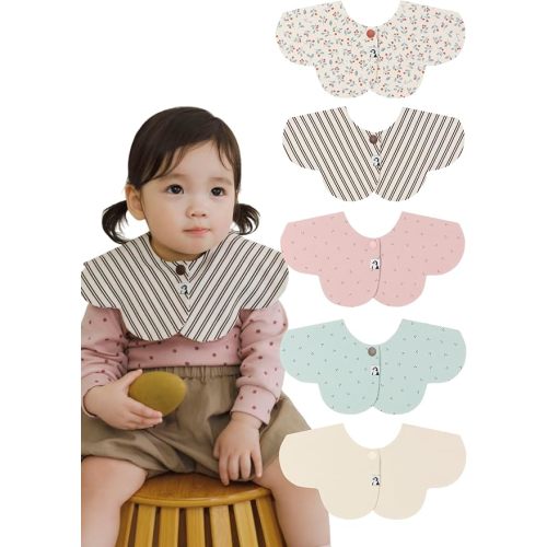 Konny Baby Bib 3/5/7-Pack Set, 360 ​​° Rotate, Soft and Absorbent Drooling for Toddler Boys Girls Baby Essentials