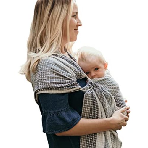 Hip Baby Wrap Ring Sling Baby Carrier for Infants and Toddlers - 100% Soft Cotton Baby Wraps Carrier for Babies 8-35 lbs - Perfect Baby Shower Gifts Moms and Dads - Nursing Cover (Moon Honeycomb)