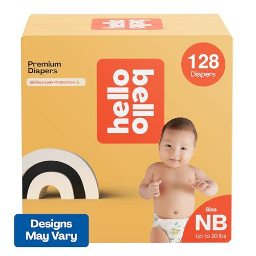 Hello Bello Premium Diapers, Size Newborn (NB, Up to 10 lbs) Surprise Pack for Boys, 128 Count, Hypoallergenic with Soft, Cloth-Like Feel, Assorted Boy and Gender Neutral Patterns