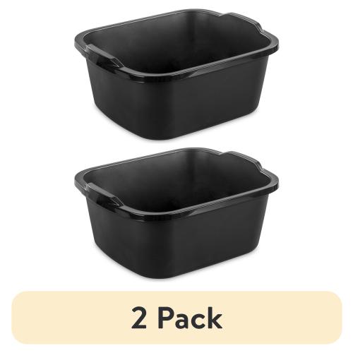 (2 pack) Sterilite 18 Qt. Dishpan Plastic, Black