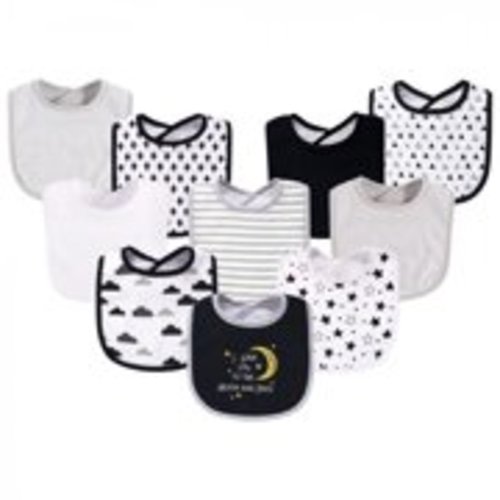 Hudson Baby Cotton Drool Baby Bib, 10pk Unisex