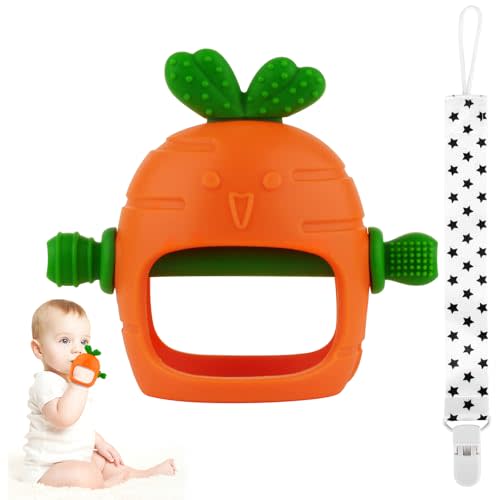 Chuya Easter Baby Teething Toys Teether for Babies 0-24 Months Carrot Hand Teethers Teething Relief Sore Gums Baby Toys for Infants