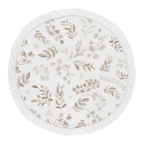 Sweet Jojo Designs Boy Girl Gender Neutral Unisex Baby Tummy Time Playmat Botanical Leaf Collection Taupe And White