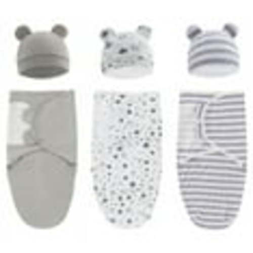 Baby Swaddle Sleep Sack with Hat, Soft Cotton Newborn Wearable Swaddle Wrap, for 0-3 months Girls Boys, 3-Pack
