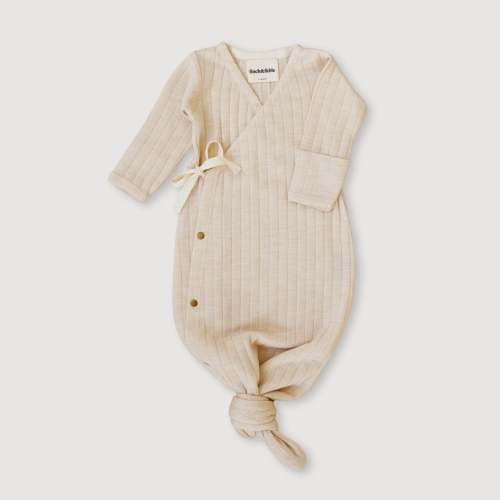 Wool Rib Kimono Gown - Oat