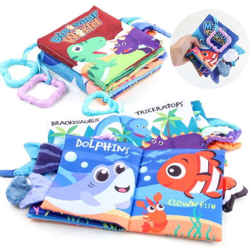 4 Pack Baby Crinkle Books, Soft Fabric Tear-Resistant Sensory Toys for Infants 0-12 Months, Touch & Feel Activity Developmental Toys, Ideal Baby Shower Gift Set for Newborns Toddlers