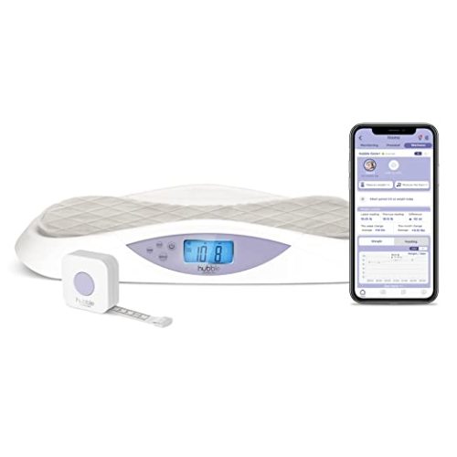 Hubble Connected Hubble Grow+ - Smart Digital Scale for Newborn Babies & Infants with Integrated Measurement Tracking - Large LCD Display, Soft Pad, 4-Sensor Technology, Tare & Hold Function