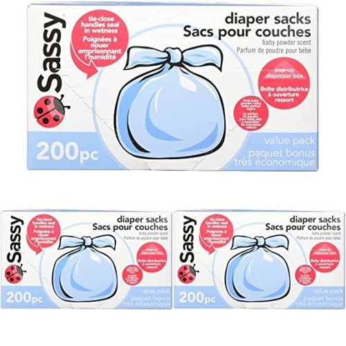 Sassy Baby Disposable Diaper Sacks, 200 Count, Packaging may vary (Pack of 3)