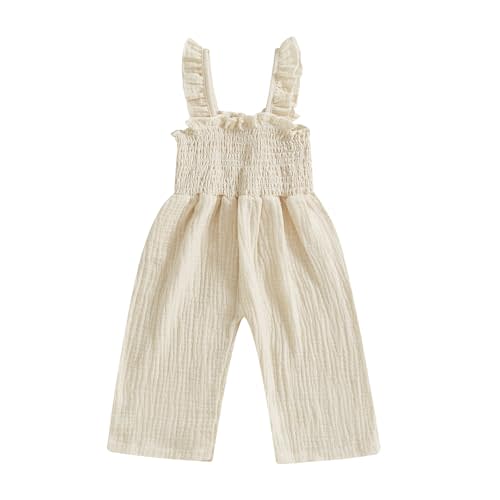 vchoohce Toddler Baby Girl Romper Bodysuit Smocked Overalls Pants Plaid Sleeveless Halter One Piece Jumpsuit Summer Clothes