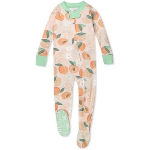 HonestBaby Non-slip Footed Pajamas One-piece Sleeper Zip-front Pjs 100% Organic Cotton for Baby Girls