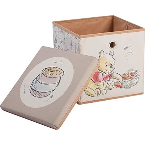 Idea Nuova Winnie the Pooh Collapsible Storage Cube with removable Lid, 10" Wx10 Hx10 D