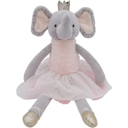 Princess Elephant Stuffed Animals,15.7" Pink Stuffed Elephant Plush with Skirt and Crown,Cute Doll for Girls