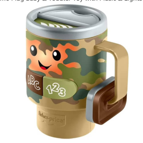 Fisher-Price Laugh & Learn Wake up & Learn Coffee Camo Mug Baby & Toddler Toy with Music & Lights