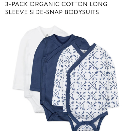 3-Pack Organic Cotton Long Sleeve Side-Snap Bodysuits | Honest Baby Clothing