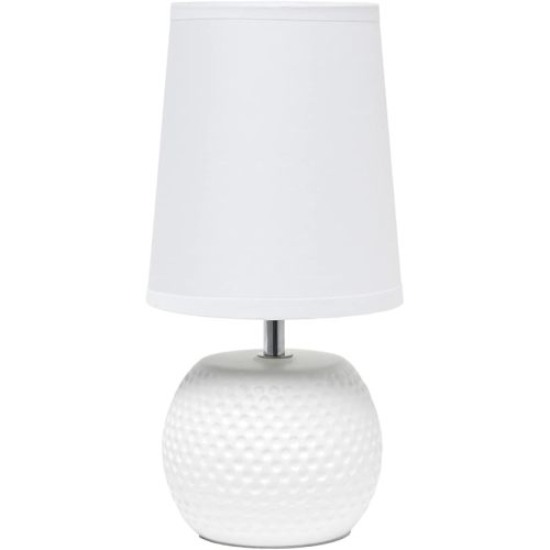 Simple Designs LT2084-WHT Mini Studded Texture Ceramic Bedside Table Lamp, White