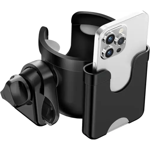 Guiseapue Stroller Cup Holder with Phone Holder, Bottle Holder for Wheelchair, Walker, Bike, Stroller Accessories for Uppababy, Nuna, Doona, Gifts for Her, Him, Kids