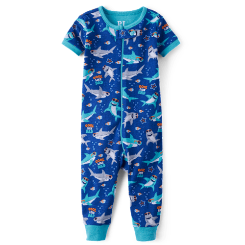 Baby And Toddler Boys Shark Snug Fit Cotton One Piece Pajamas - Blue