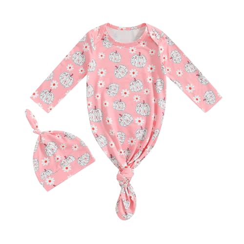 Ayalinggo Newborn Boy Girl Coming Home Outfit Baby Infant Sleeper Gown Nightgown Outfits Cute Fall Winter Pajamas and Hat