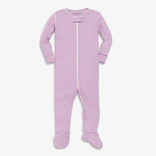 Clearance baby organic zip footie in mini stripe | Primary.com