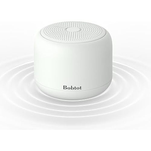 Bobtot Portable Bluetooth Speakers with Strap Easy to Carry, Wireless Waterproof Mini Speaker with Loud Stereo Sound, 20 Hours Playtime, Rechargeable Battery, Built-in Microphone, Light Gray