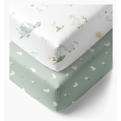 2 Pack Organic Jersey Cot Fitted Sheets - Goosey Goosey