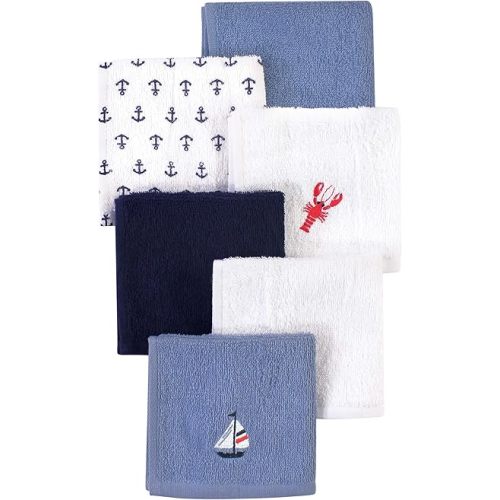 Hudson Baby Unisex Baby Super Soft Cotton Washcloths, Lobster, One Size
