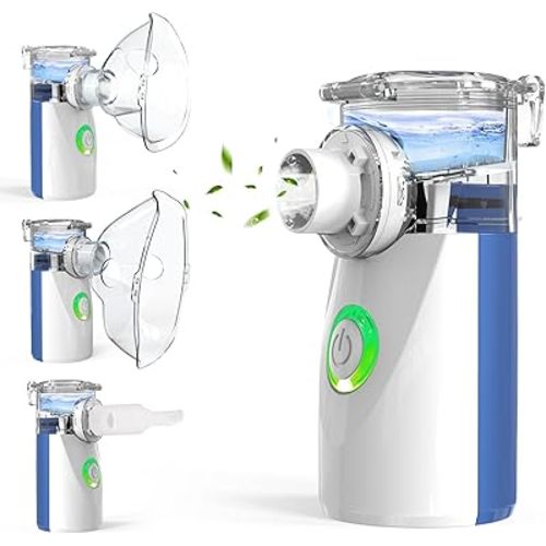 Nebulizer, Nebulizer for Adults & Kids, Portable Nebulizer with 2 Masks & Mouthpiece, Quiet Working, 3 Adjustable Mode, Rechargeable Nebulizer Machine for Travel & Home Use